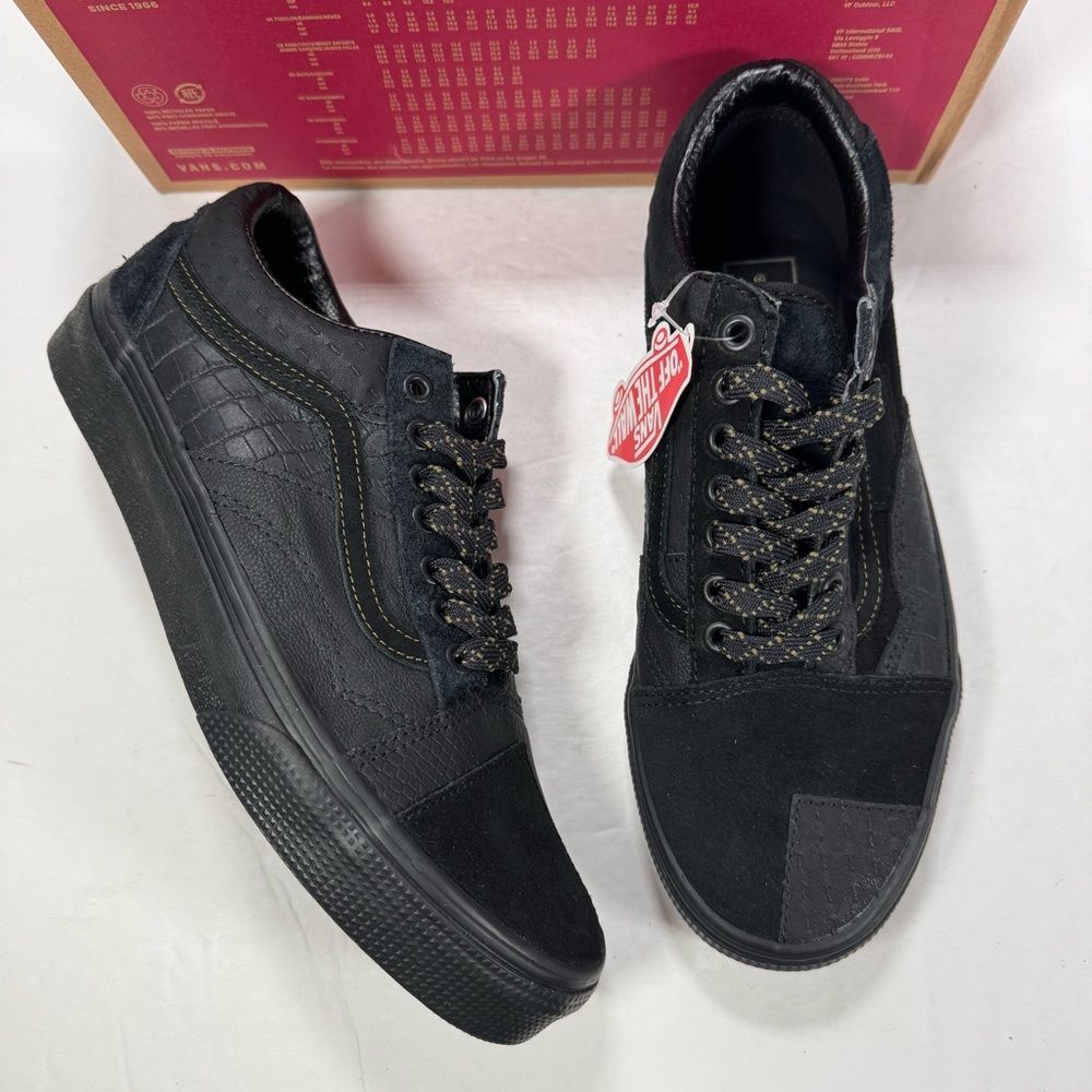 Vans Old Skool Patchwork Mono Patchwork Blackout Black Sneakers Women 9.5 Men 8
